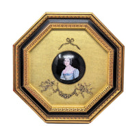 Vintage Andrew Kolb & Son Octagonal Framed Porcelain Portrait Plaques (Set of 4)