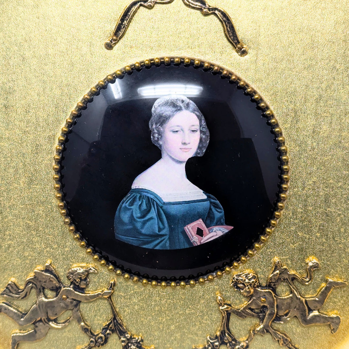 Vintage Andrew Kolb & Son Octagonal Framed Porcelain Portrait Plaques (Set of 4)