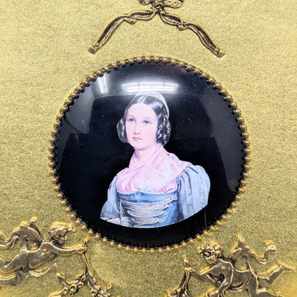 Vintage Andrew Kolb & Son Octagonal Framed Porcelain Portrait Plaques (Set of 4)