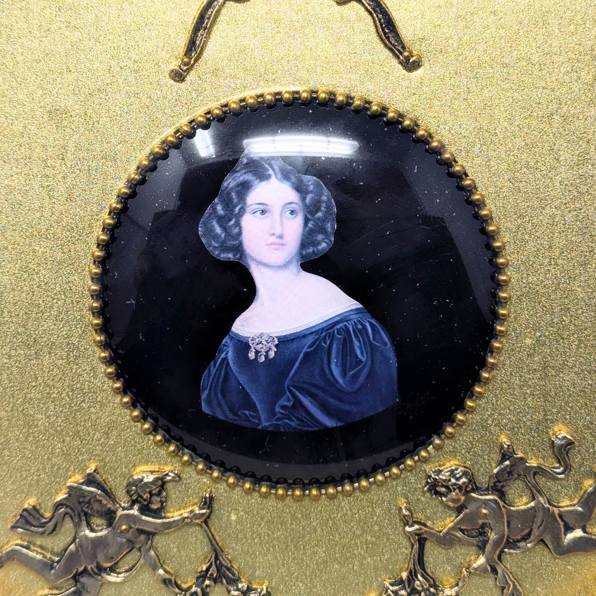 Vintage Andrew Kolb & Son Octagonal Framed Porcelain Portrait Plaques (Set of 4)