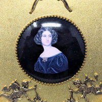 Vintage Andrew Kolb & Son Octagonal Framed Porcelain Portrait Plaques (Set of 4)