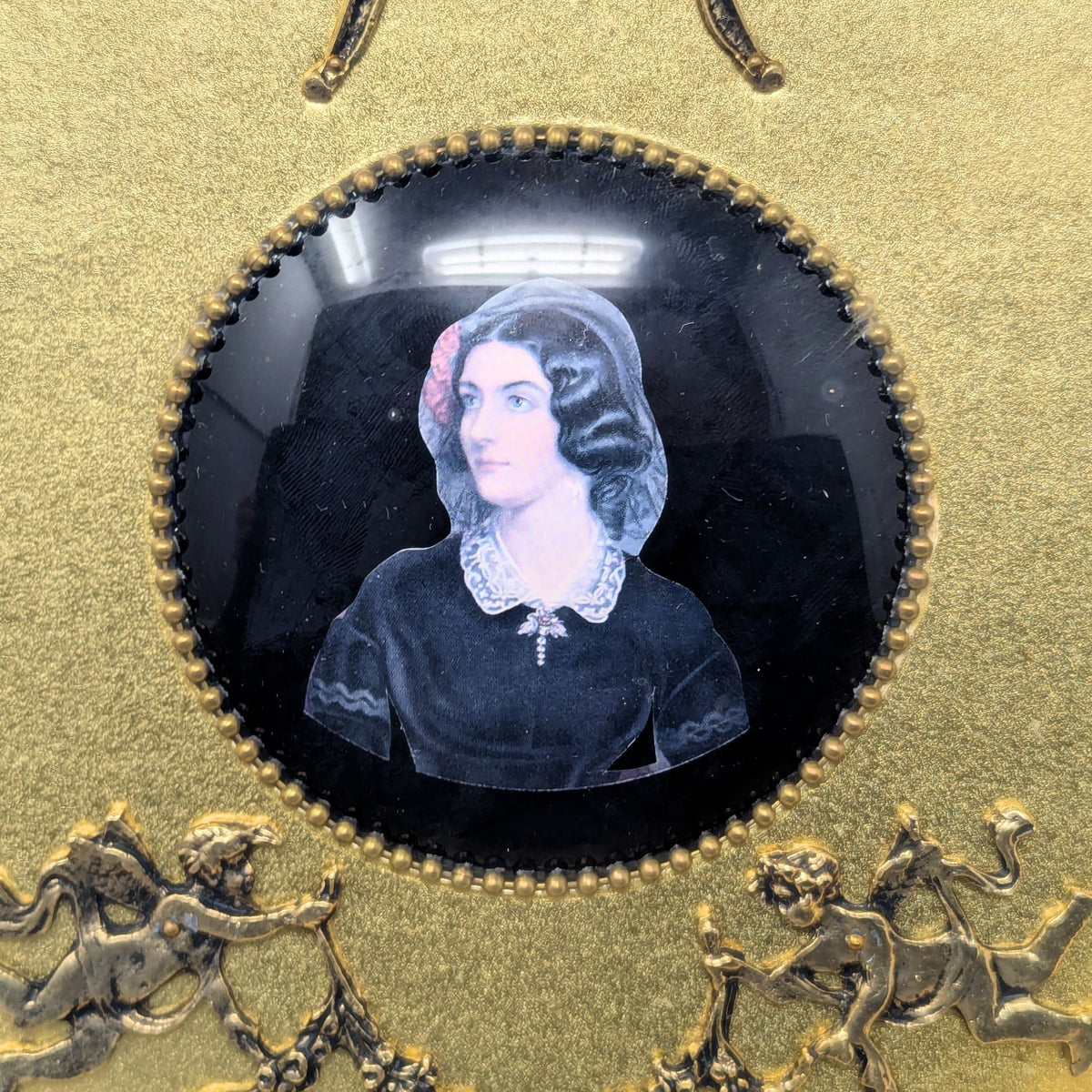 Vintage Andrew Kolb & Son Octagonal Framed Porcelain Portrait Plaques (Set of 4)