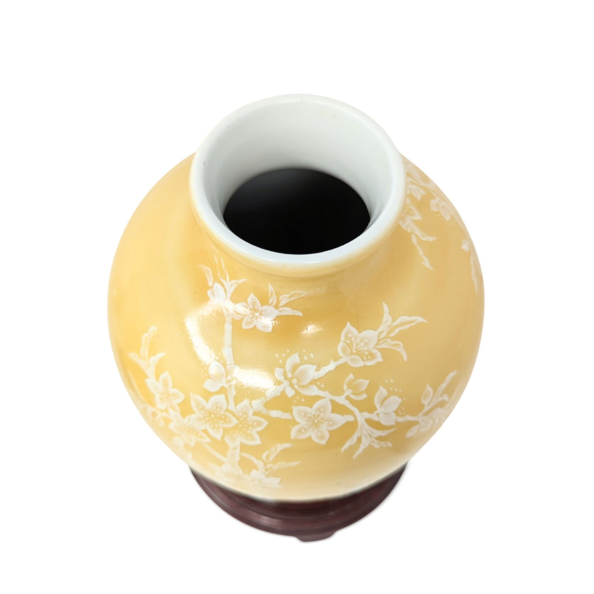 Pair of Pâte-sur-Pâte Porcelain Vases with Decorative Wood Stands