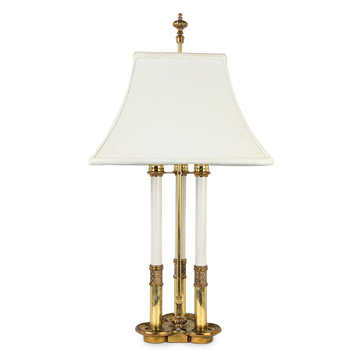 Vintage Stiffel Brass Hollywood Regency 3-Lt Candlestick Bouillotte Lamp