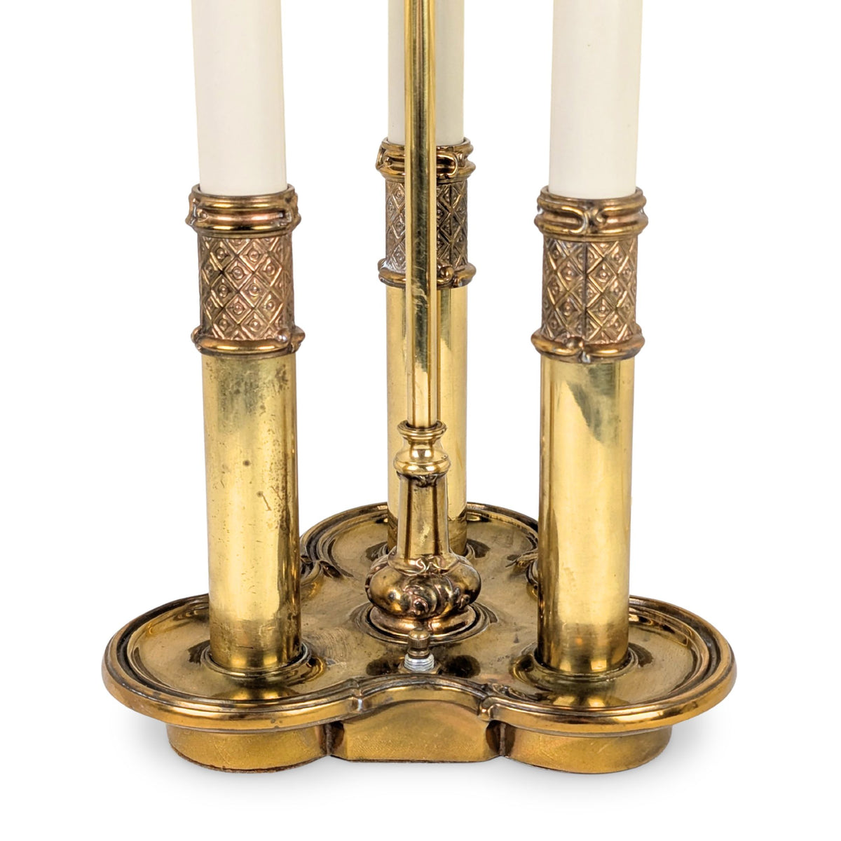 Vintage Stiffel Brass Hollywood Regency 3-Lt Candlestick Bouillotte Lamp