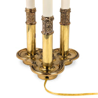 Vintage Stiffel Brass Hollywood Regency 3-Lt Candlestick Bouillotte Lamp