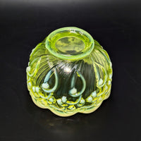 Fenton “Lily of the Valley” Topaz Green Uranium Glass Lidded Candy Dish