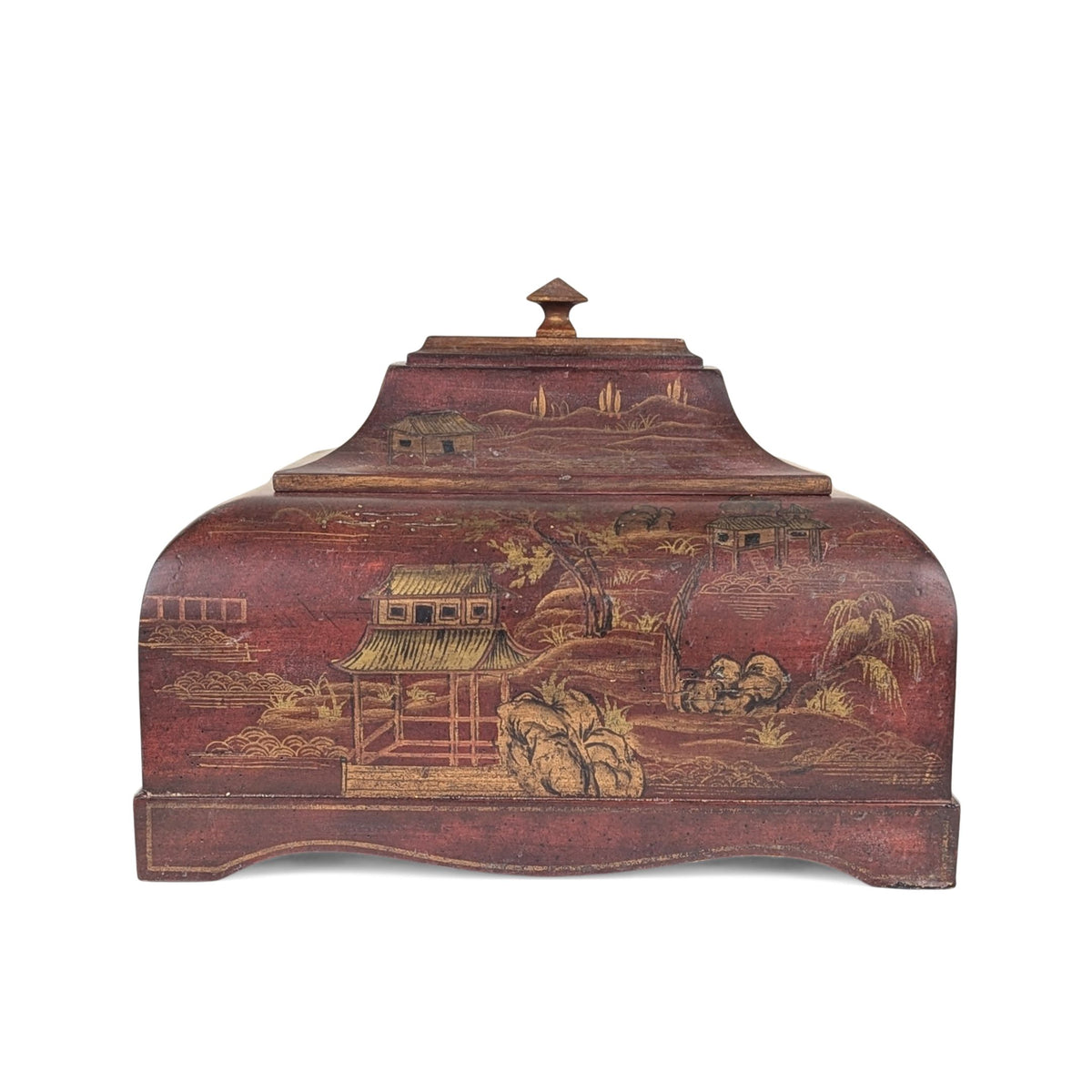 Bombay Co. Red & Gold Chinoiserie Distressed Storage Box/Chest