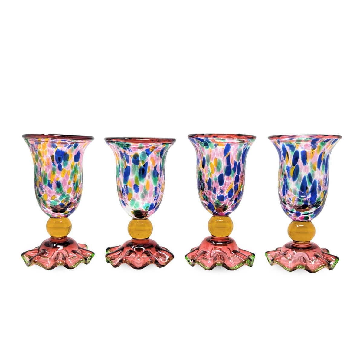 MacKenzie Childs "Molten Confetti" Set of 4 Juice Glasses