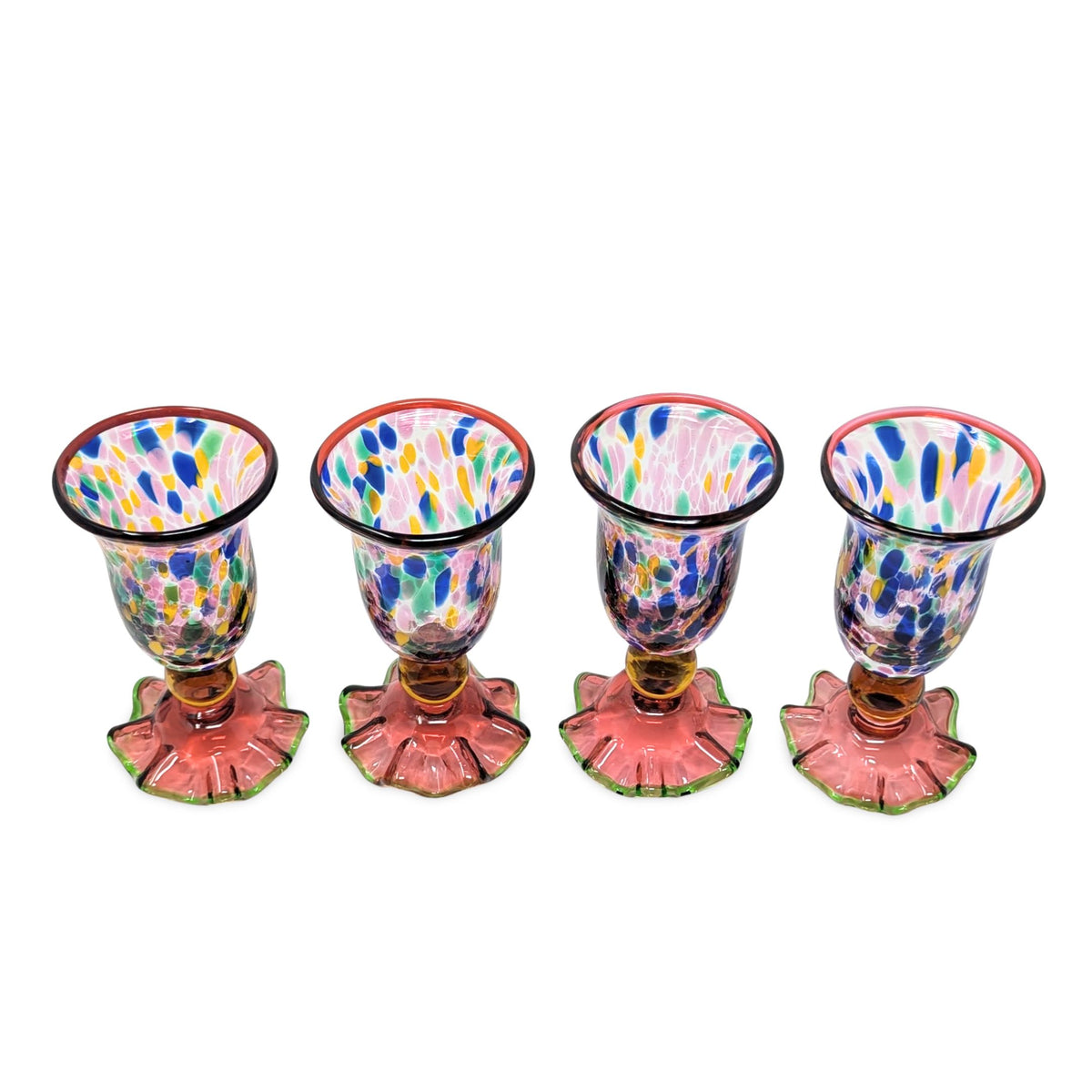 MacKenzie Childs "Molten Confetti" Set of 4 Juice Glasses