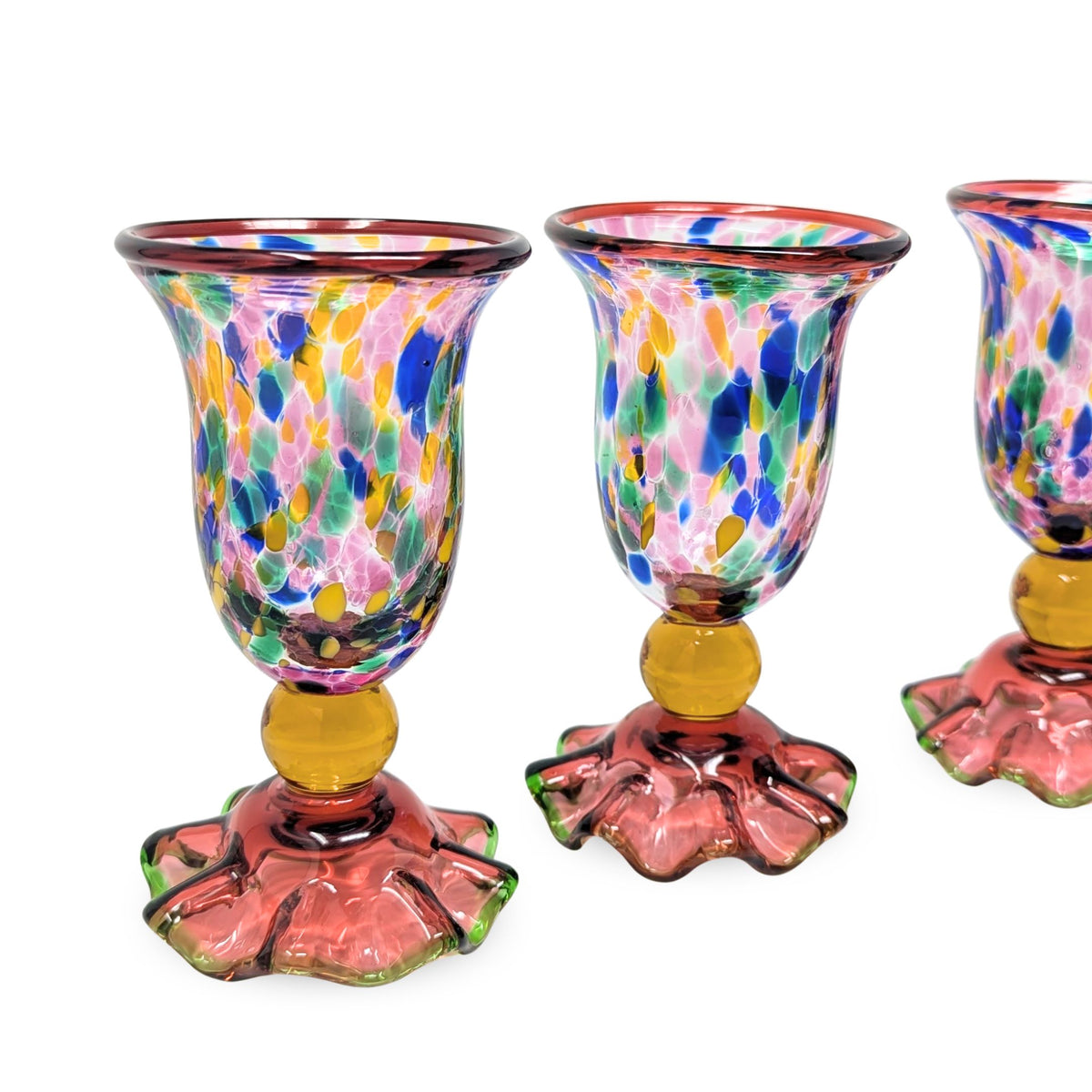 MacKenzie Childs "Molten Confetti" Set of 4 Juice Glasses