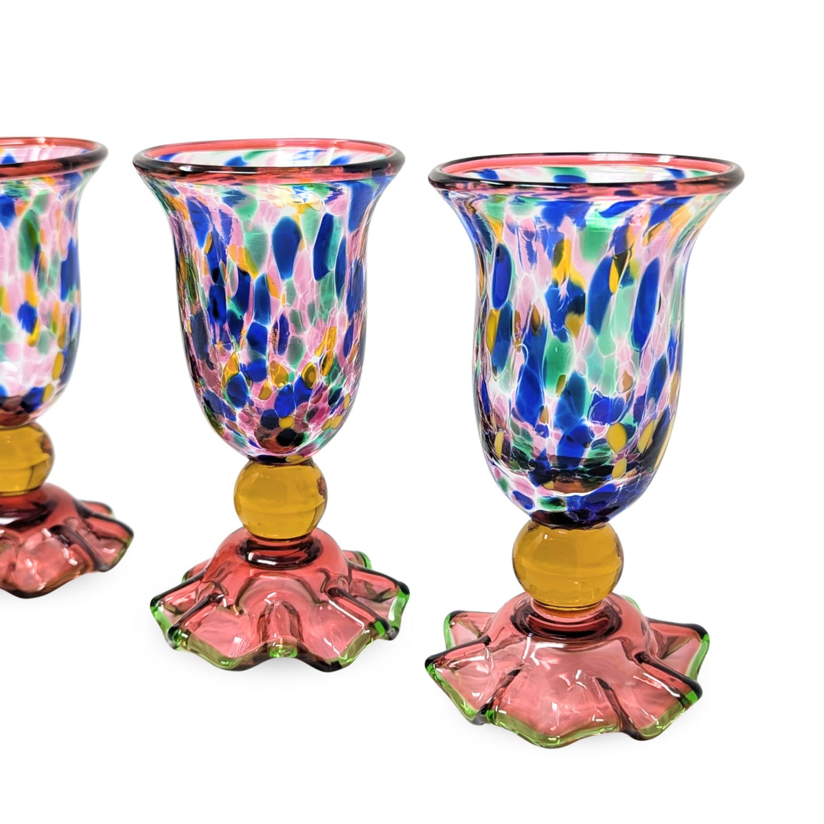 MacKenzie Childs "Molten Confetti" Set of 4 Juice Glasses