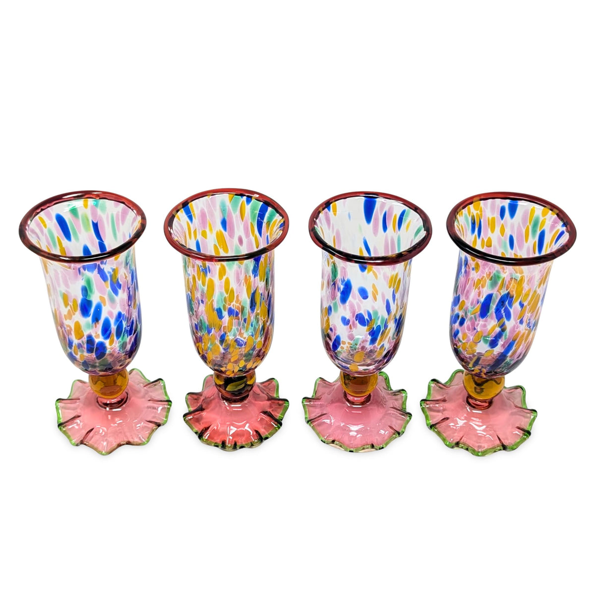 MacKenzie Childs "Molten Confetti" Set of 4 Water Goblets