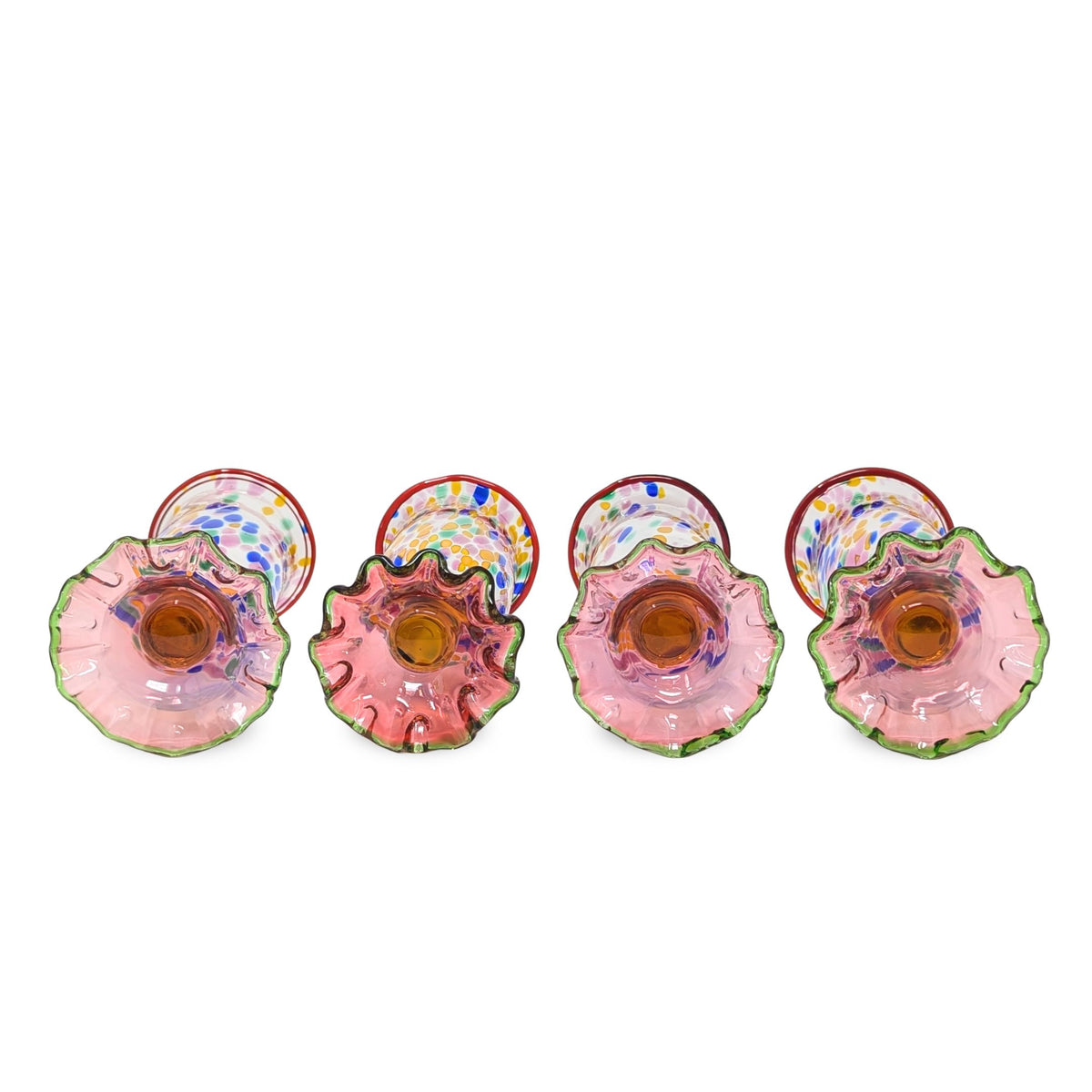 MacKenzie Childs "Molten Confetti" Set of 4 Water Goblets