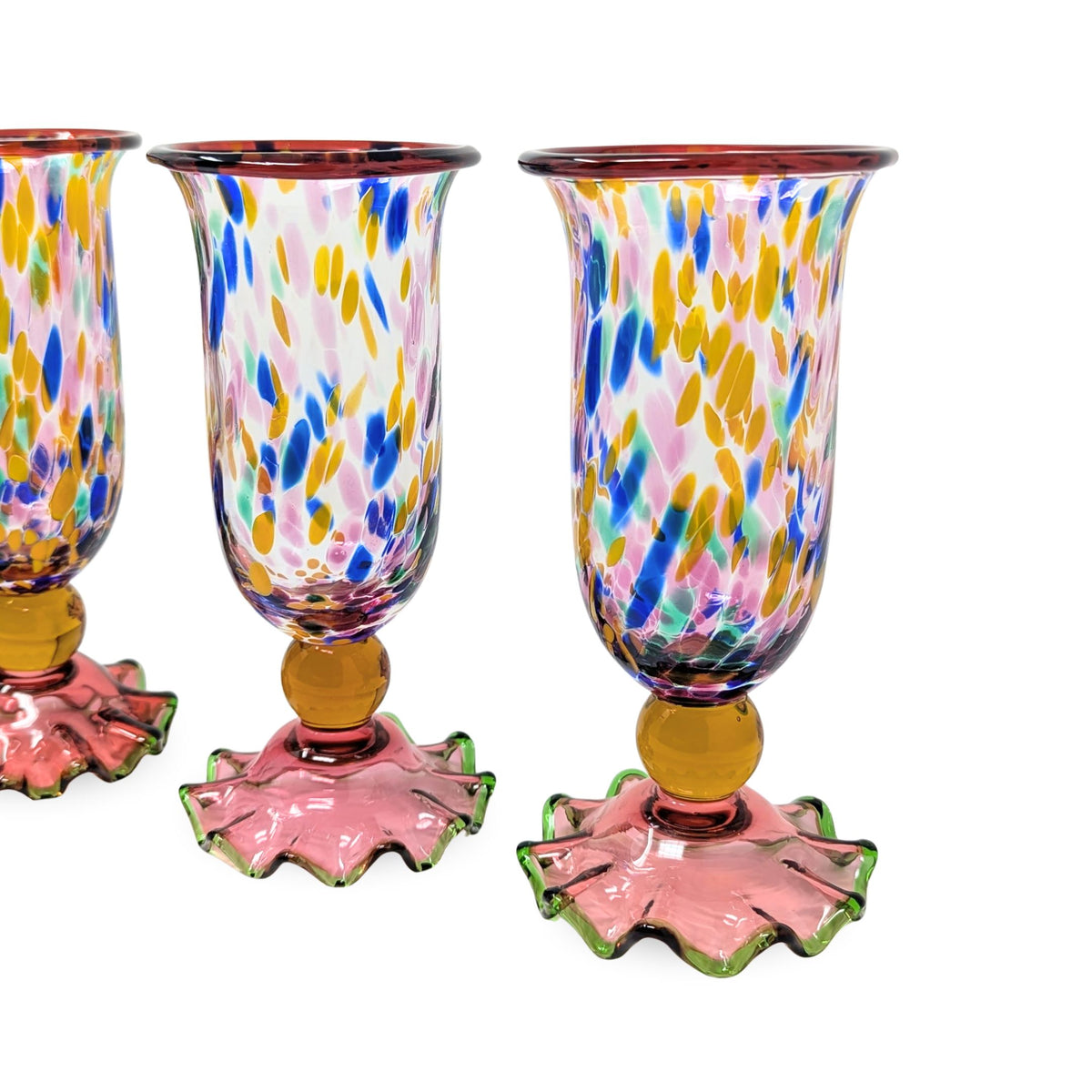 MacKenzie Childs "Molten Confetti" Set of 4 Water Goblets