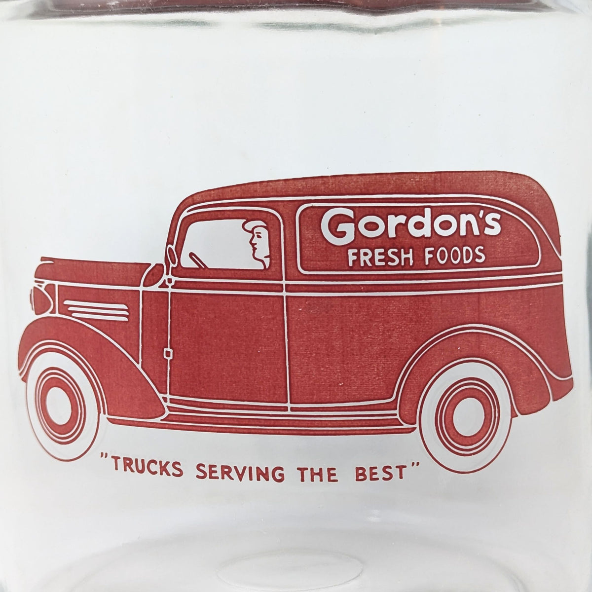 Vintage Gordon's Fresh Foods Countertop Jar w/ Metal Lid