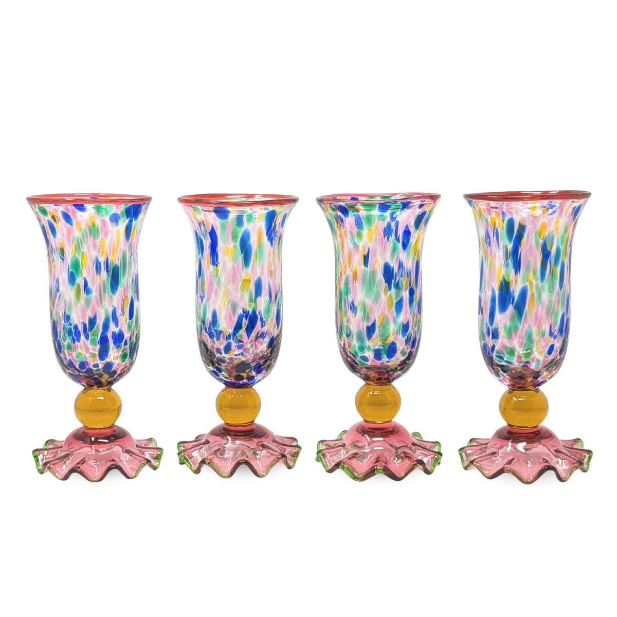 MacKenzie Childs "Molten Confetti" Set of 4 Iced Tea Glasses