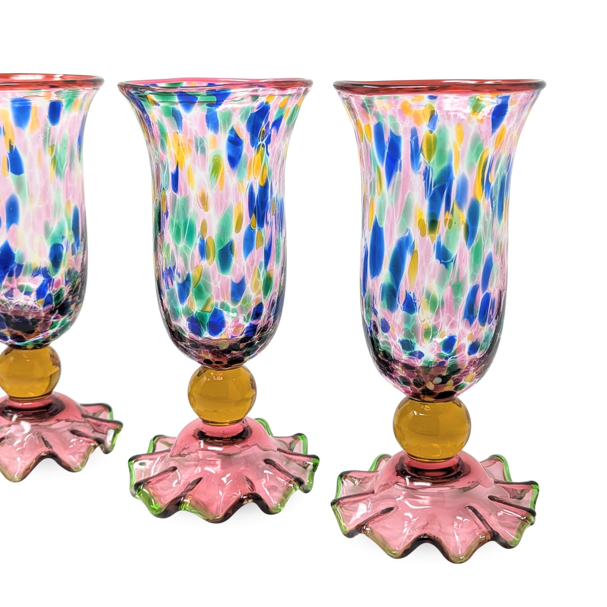 MacKenzie Childs "Molten Confetti" Set of 4 Iced Tea Glasses