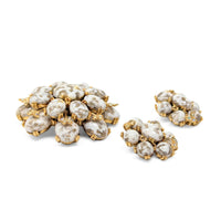 Vintage Hargo Signed Dragon’s Egg Brooch & Clip-On Earrings Set