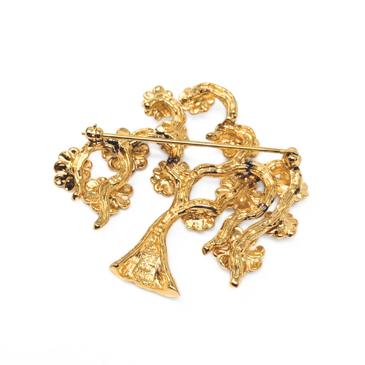 Ann Hand 18K Gold Clad Sterling Silver Enamel Cherry Blossom Tree Brooch/Pin