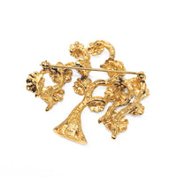 Ann Hand 18K Gold Clad Sterling Silver Enamel Cherry Blossom Tree Brooch/Pin