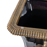 Vintage Castilian Neoclassical 14.5" Porcelain & Bronze Planters (2)