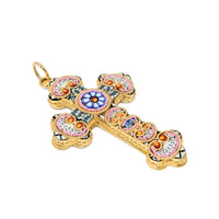 Italian Handcrafted 3” Millefiori Micro Mosaic Cross Pendant