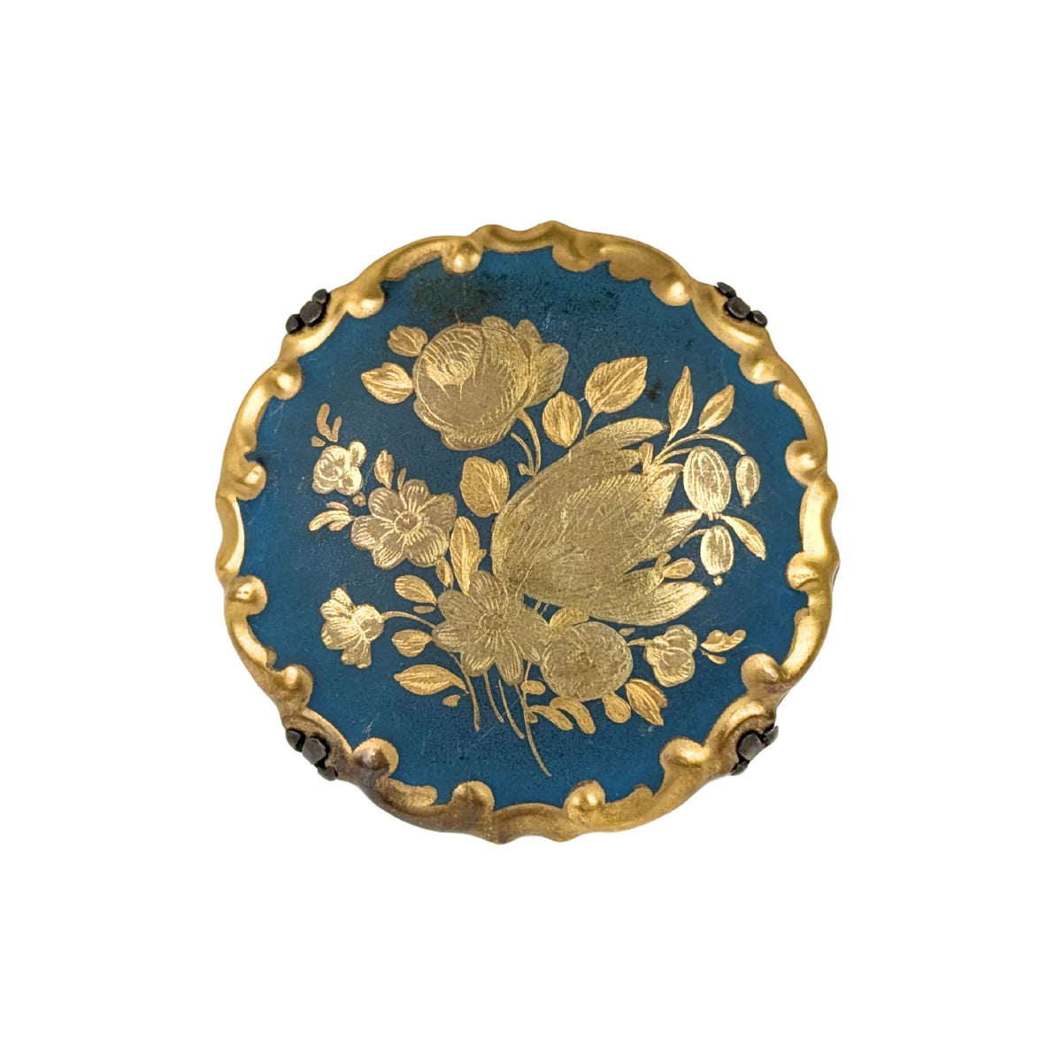 Rosenthal Handmalerei München Porcelain Floral Brooch/Pin, .935 Silver Frame