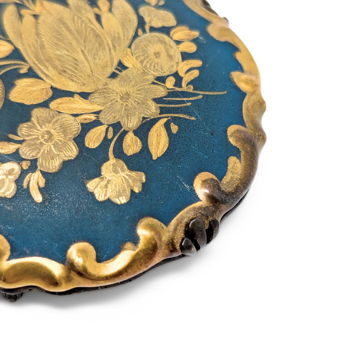 Rosenthal Handmalerei München Porcelain Floral Brooch/Pin, .935 Silver Frame