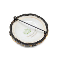 Rosenthal Handmalerei München Porcelain Floral Brooch/Pin, .935 Silver Frame
