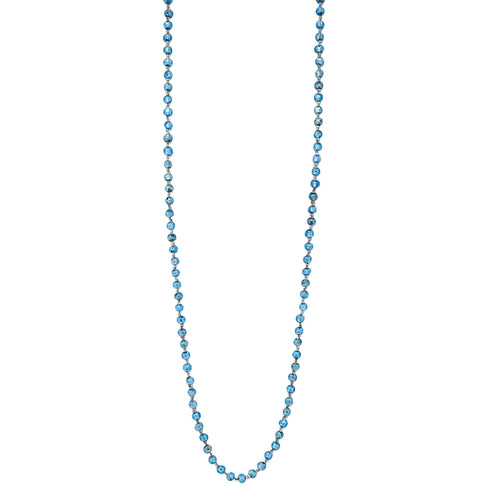 Vintage Venetian 52” Aqua Blue Foil Glass Bead Flapper Strand Necklace