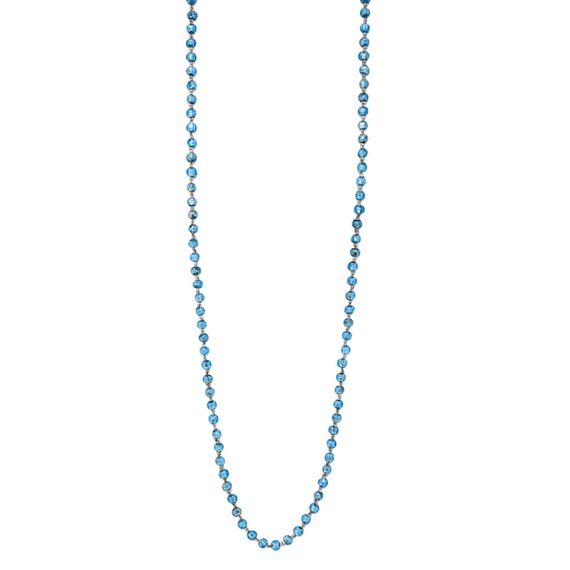 Vintage Venetian 52” Aqua Blue Foil Glass Bead Flapper Strand Necklace