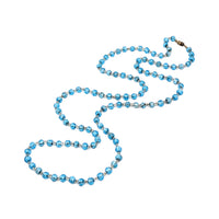 Vintage Venetian 52” Aqua Blue Foil Glass Bead Flapper Strand Necklace
