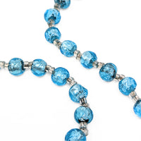 Vintage Venetian 52” Aqua Blue Foil Glass Bead Flapper Strand Necklace