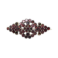 Antique Bohemian Genuine Rose Cut Garnet Navette Bar Brooch/Pin