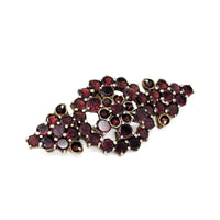 Antique Bohemian Genuine Rose Cut Garnet Navette Bar Brooch/Pin