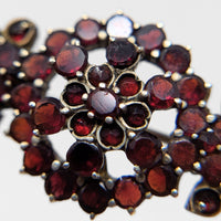 Antique Bohemian Genuine Rose Cut Garnet Navette Bar Brooch/Pin