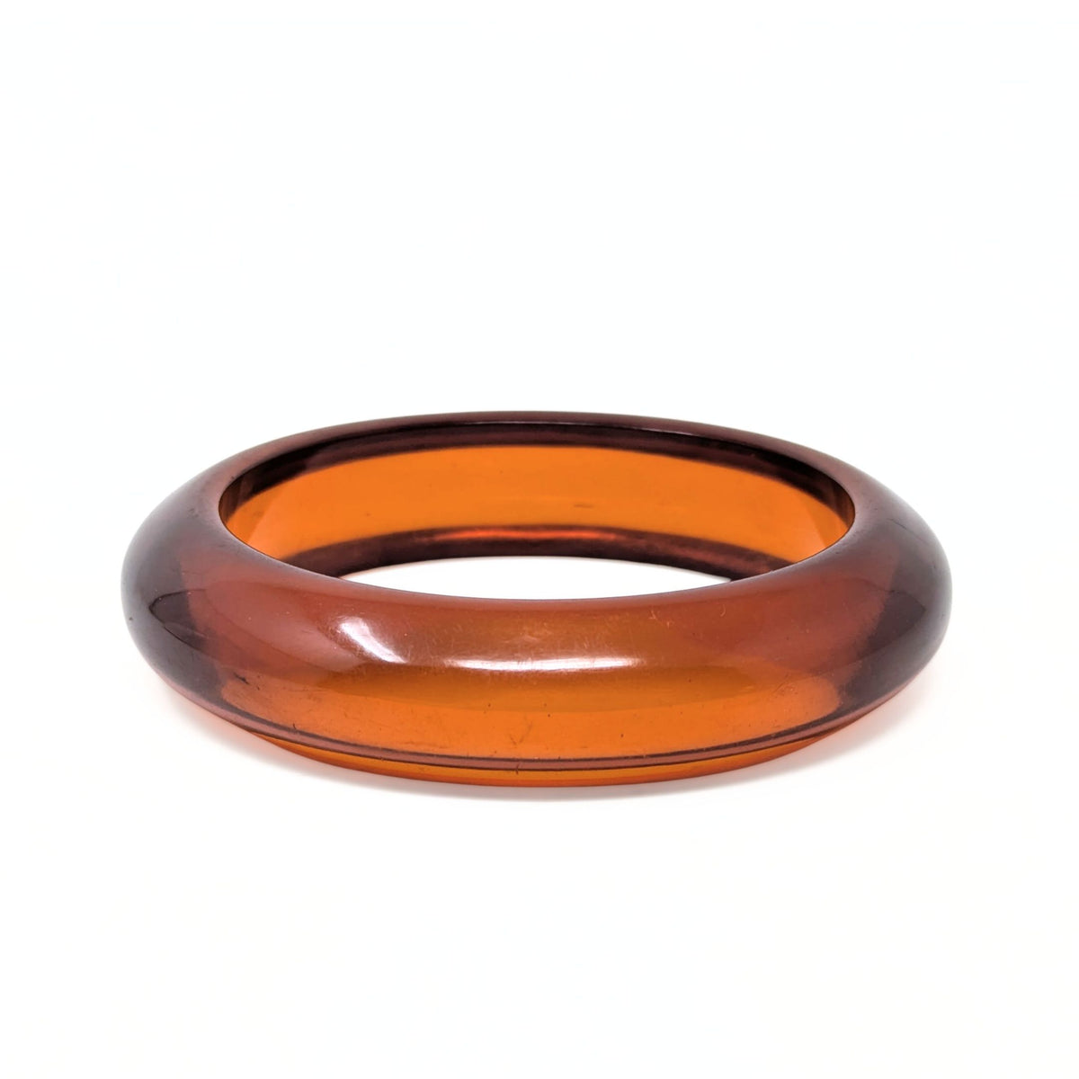 Amber Bakelite Honey Orange 8" Oval Bangle Bracelet