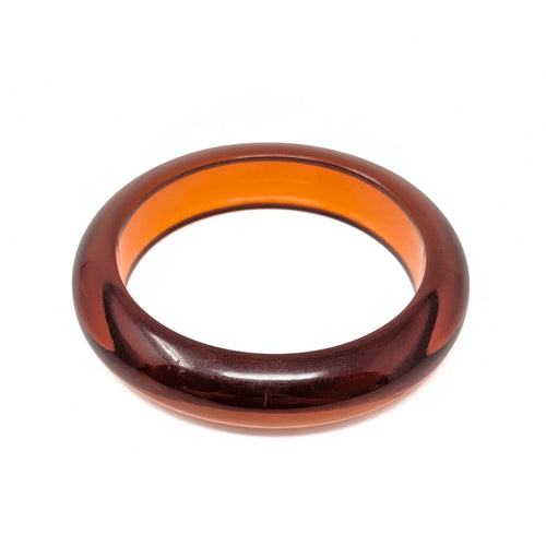 Amber Bakelite Honey Orange 8" Oval Bangle Bracelet