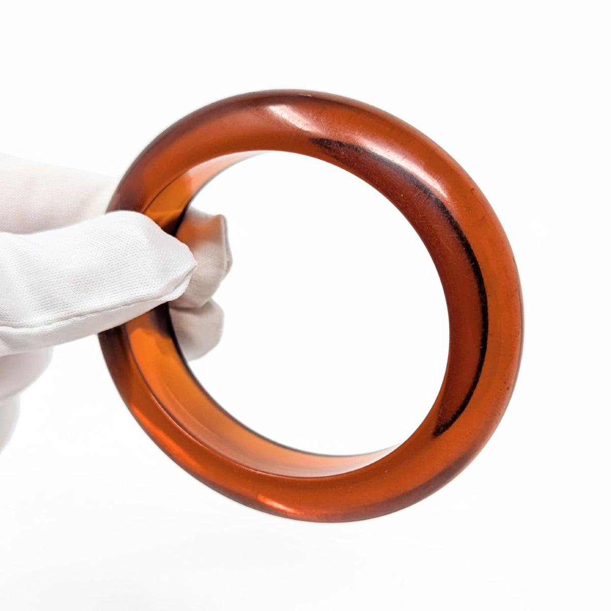 Amber Bakelite Honey Orange 8" Oval Bangle Bracelet