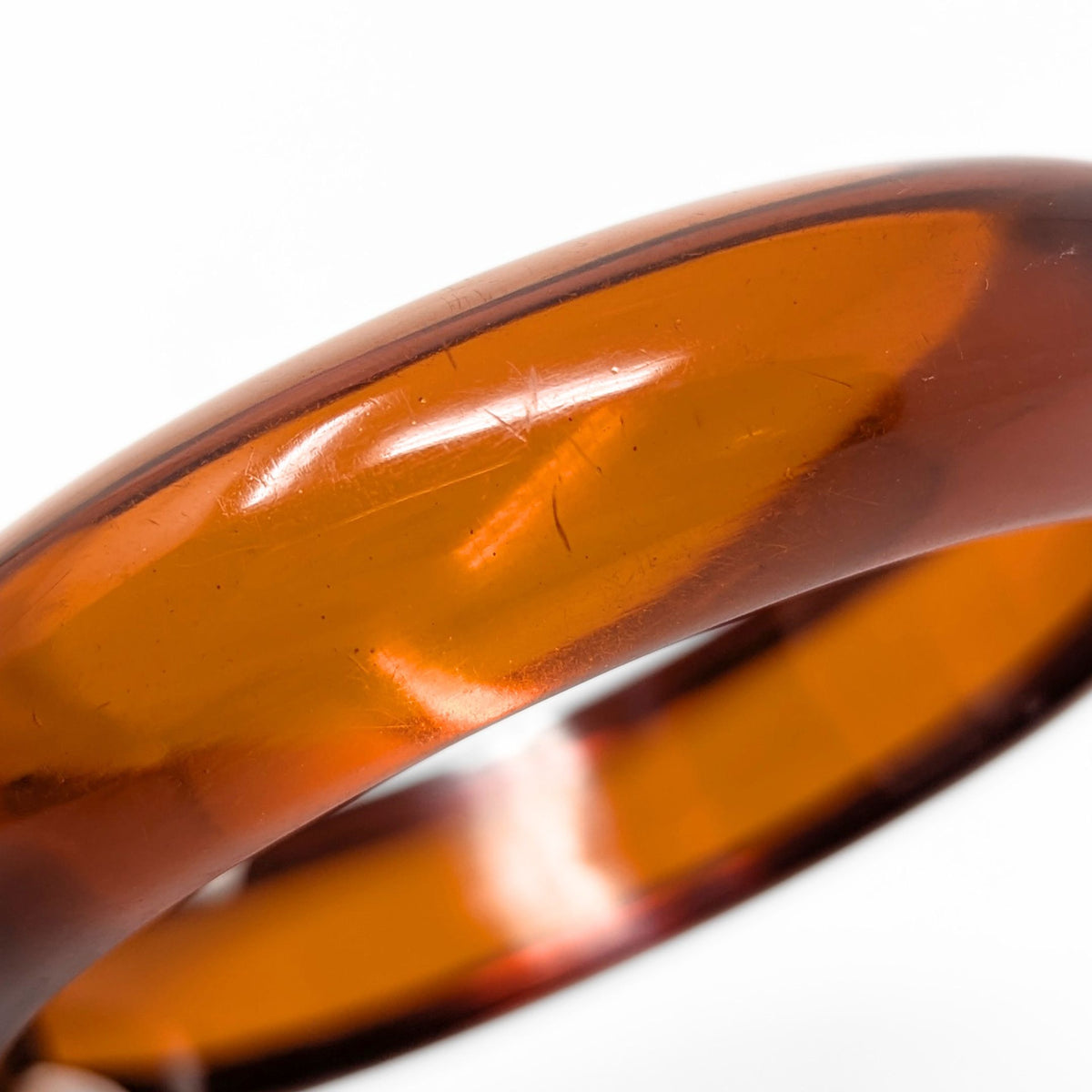 Amber Bakelite Honey Orange 8" Oval Bangle Bracelet