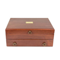 Reed & Barton 2-Tier Cherry Silverware Storage Chest, "B" Monogram Nameplate