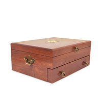 Reed & Barton 2-Tier Cherry Silverware Storage Chest, "B" Monogram Nameplate