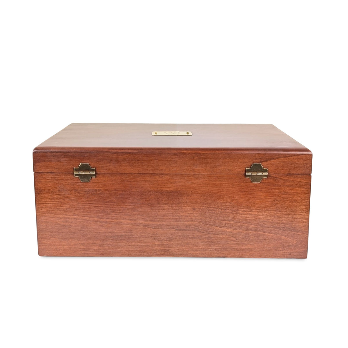 Reed & Barton 2-Tier Cherry Silverware Storage Chest, "B" Monogram Nameplate