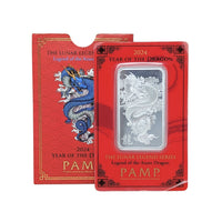 2024 PAMP Suisse 1oz Silver Bar, Lunar Legend Azure Dragon