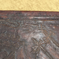 19th c. Peruvian Walnut Hand Tooled Leather Coffee Table, US Great Seal