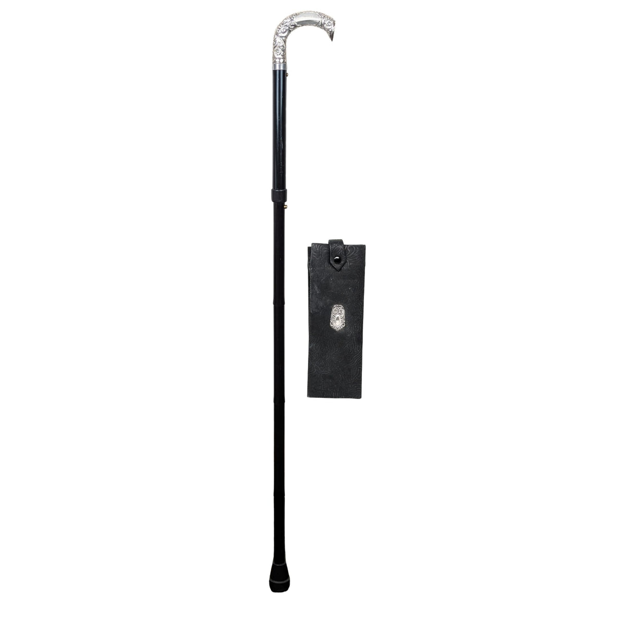 Vintage Sterling-Handled Collapsible Walking Stick with Carrying Case
