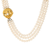 Miriam Haskell Vintage Multi-strand Faux Pearl Oyster Clasp Necklace