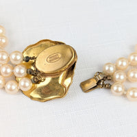 Miriam Haskell Vintage Multi-strand Faux Pearl Oyster Clasp Necklace