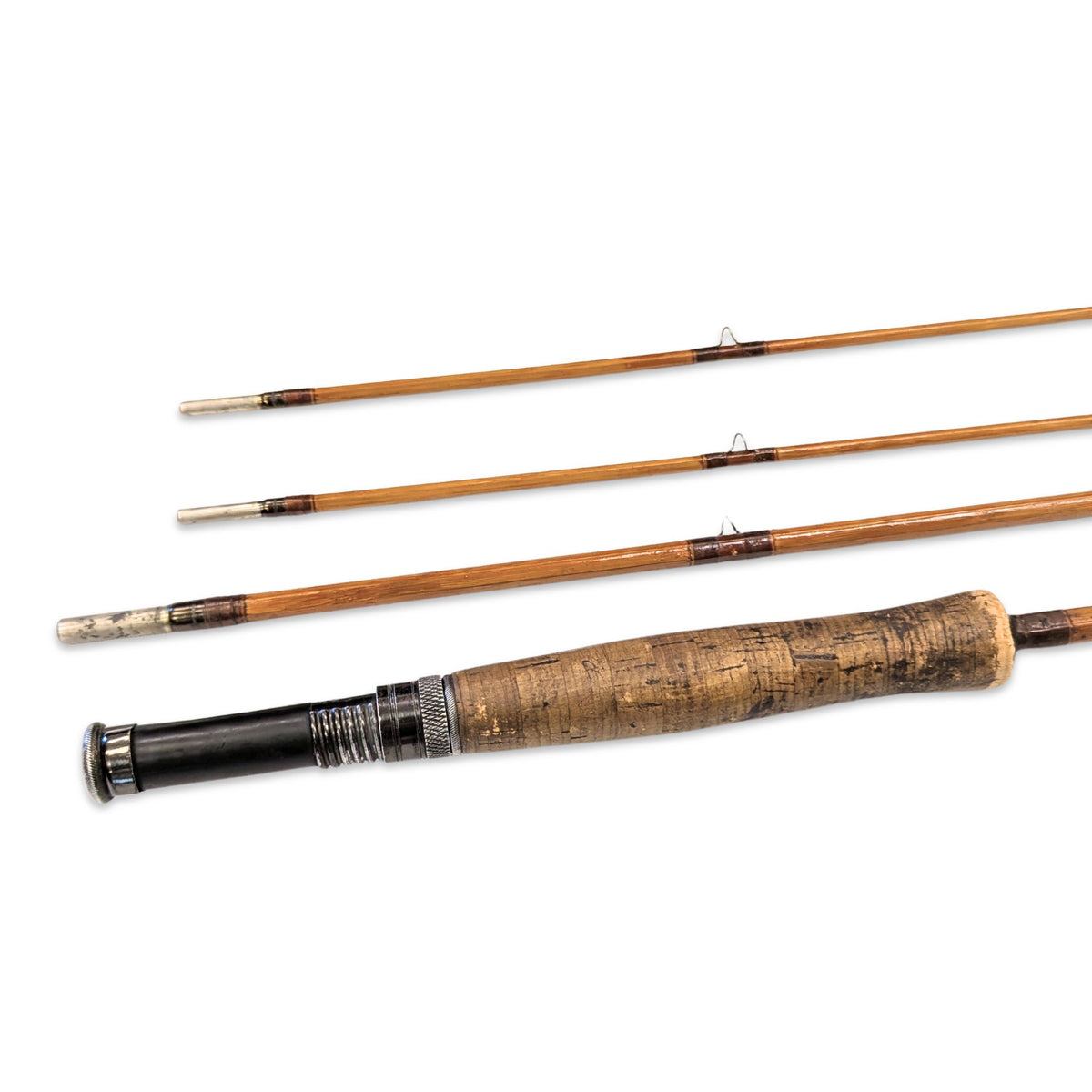 Vintage Split Bamboo 3pc Fly Fishing Rod w/ Extra Tip & Carrying Tube